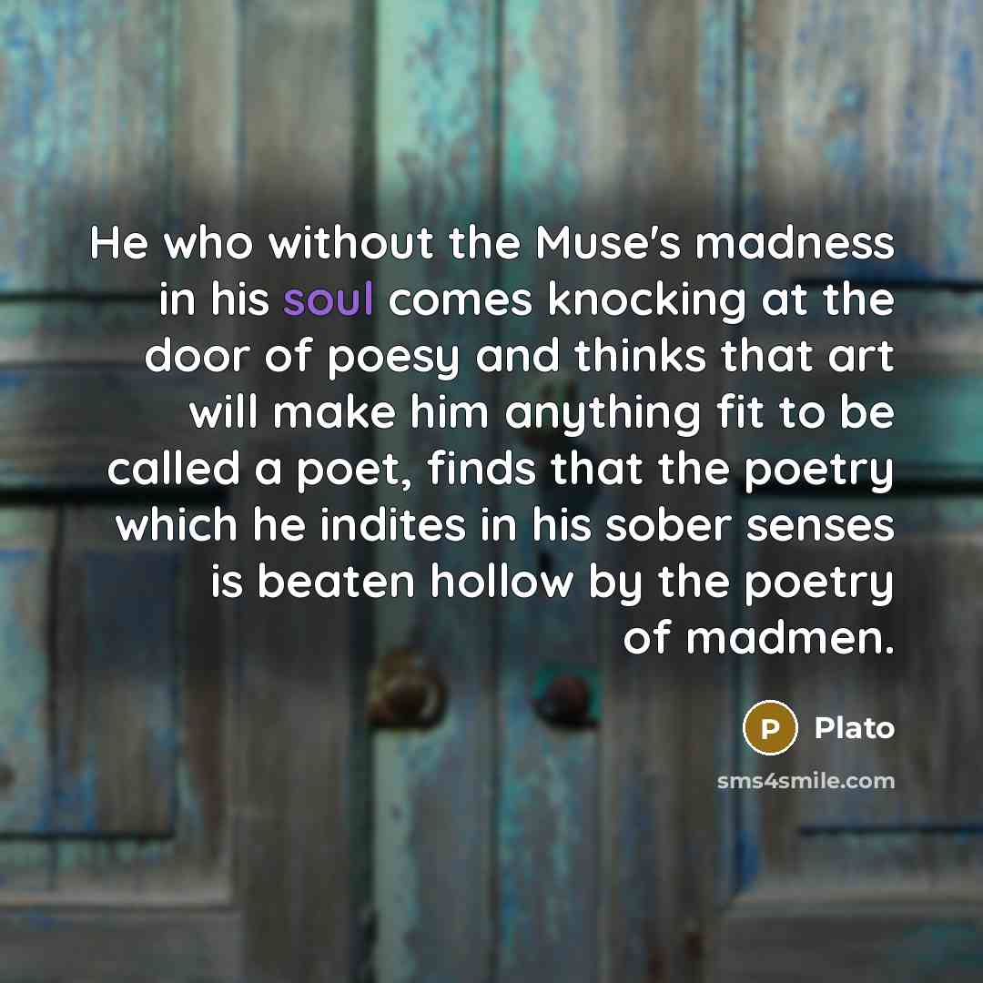 “He who without the Muse's madness in his soul comes…” quote by Plato