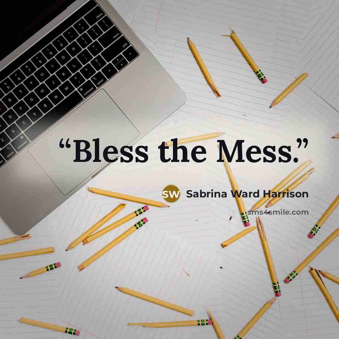 “Bless the Mess.” quote by Sabrina Ward Harrison