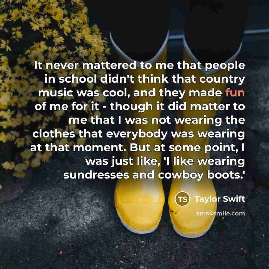 “It never mattered to me that people in school didn't…” quote by Taylor Swift