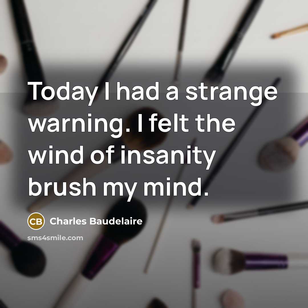 “Today I had a strange warning. I felt the wind…” quote by Charles Baudelaire
