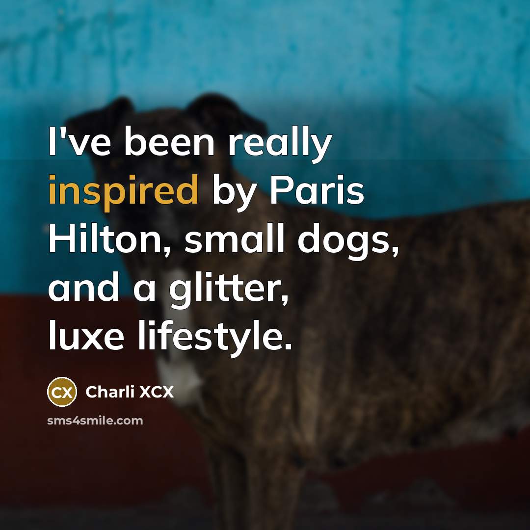 “I've been really inspired by Paris Hilton, small dogs, and…” quote by Charli XCX