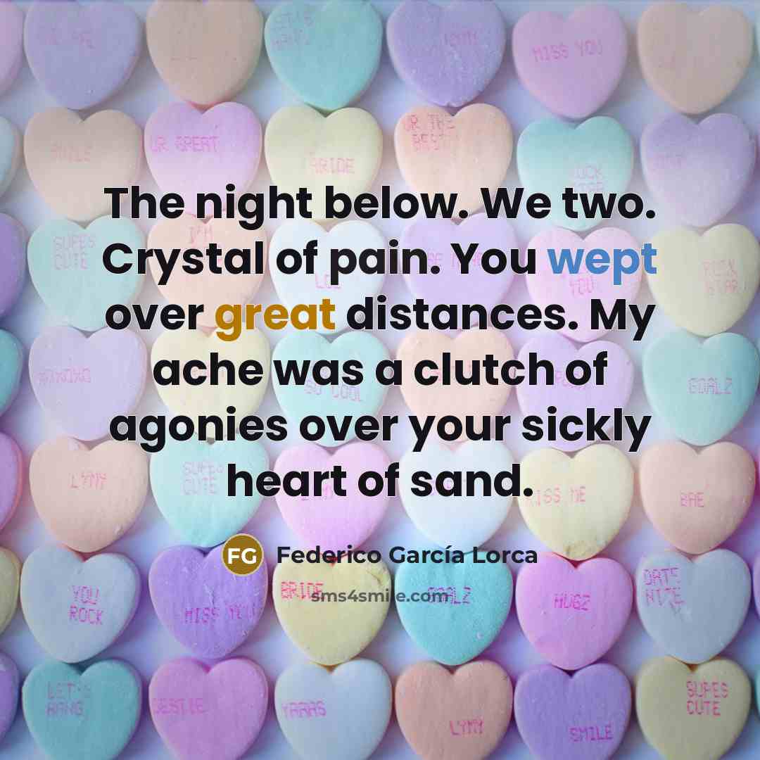 “The night below. We two. Crystal of pain. You wept…” quote by Federico Garcia Lorca