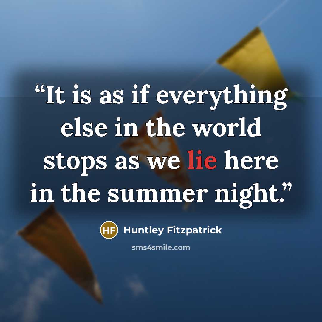 “It is as if everything else in the world stops as we lie here in the summer night.” quote by Huntley Fitzpatrick