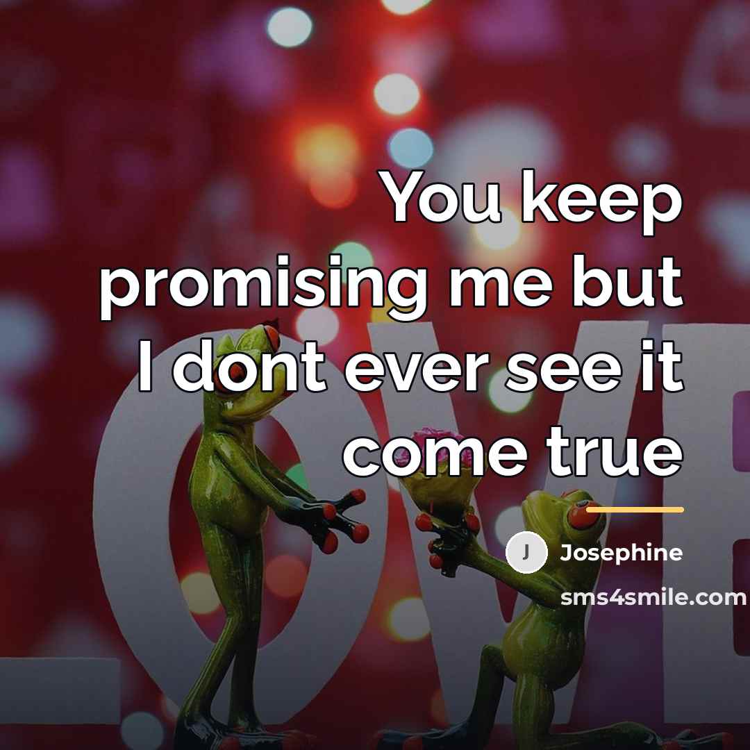 “You keep promising me but I dont ever see it…” quote by Josephine