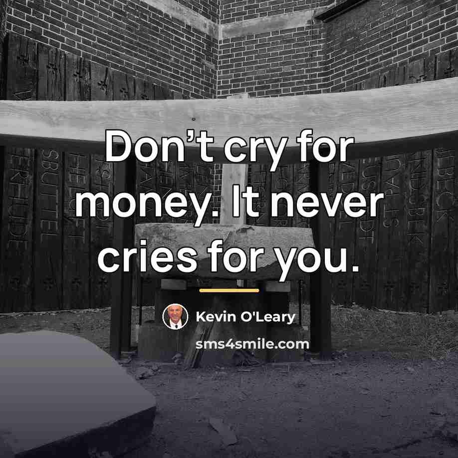 “Don't cry for money. It never cries for you.…” quote by Kevin O'Leary