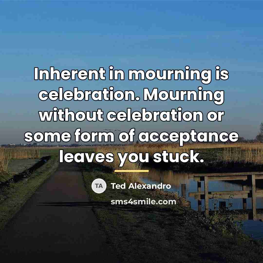 “Inherent in mourning is celebration. Mourning without celebration or some…” quote by Ted Alexandro