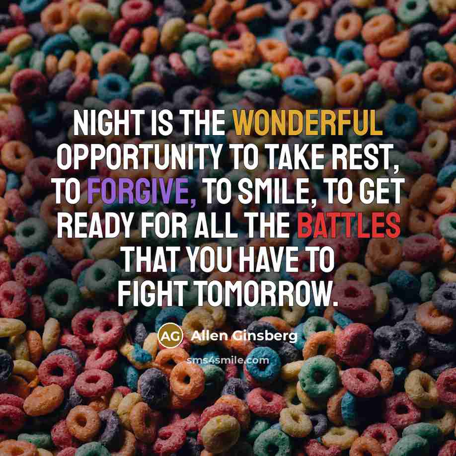 “Night is the wonderful opportunity to take rest, to forgive,…” quote by Allen Ginsberg
