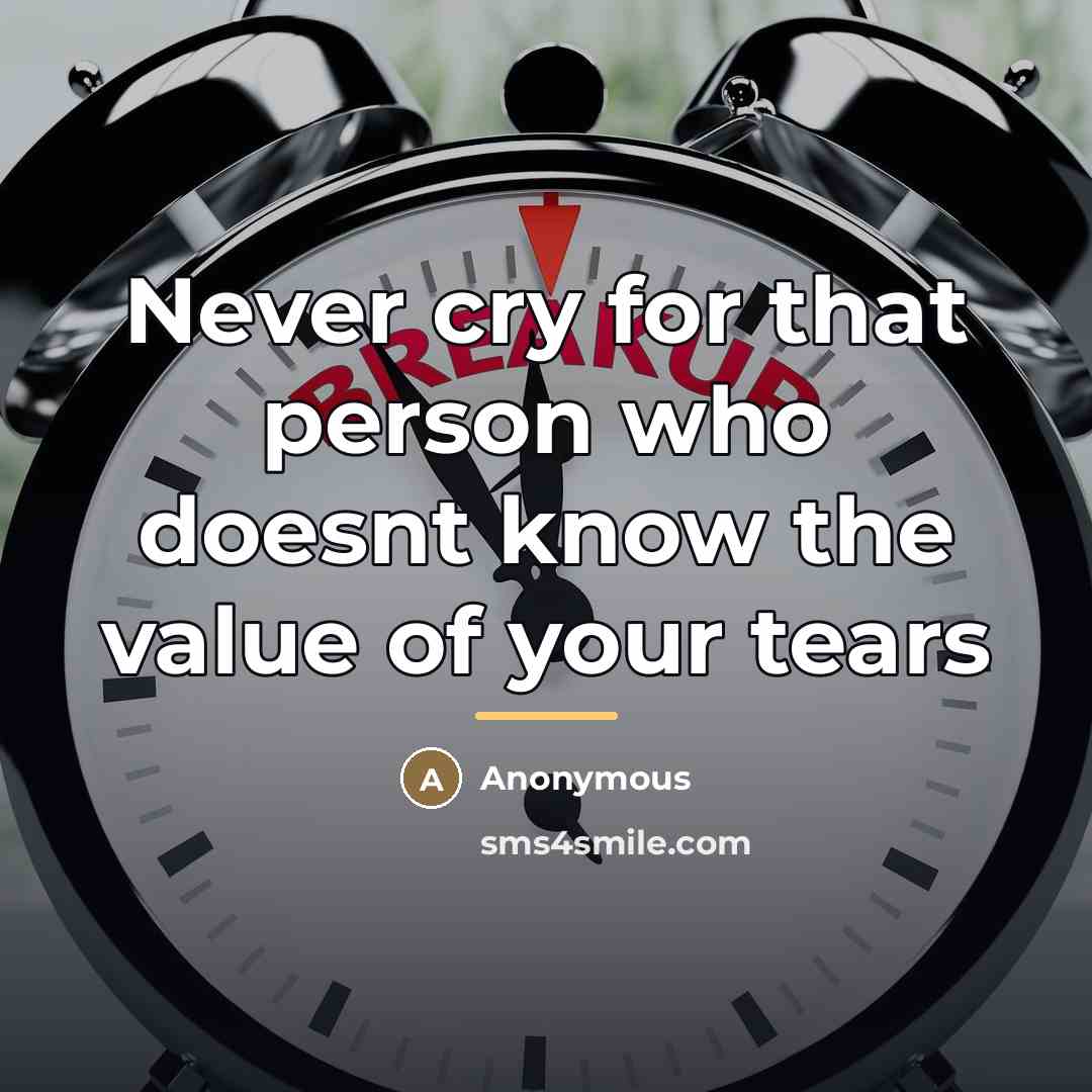 “Never cry for that person who doesnt know the value…” quote by Anonymous