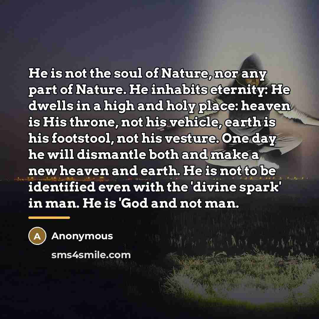 “He is not the soul of Nature, nor any part…” quote by Anonymous