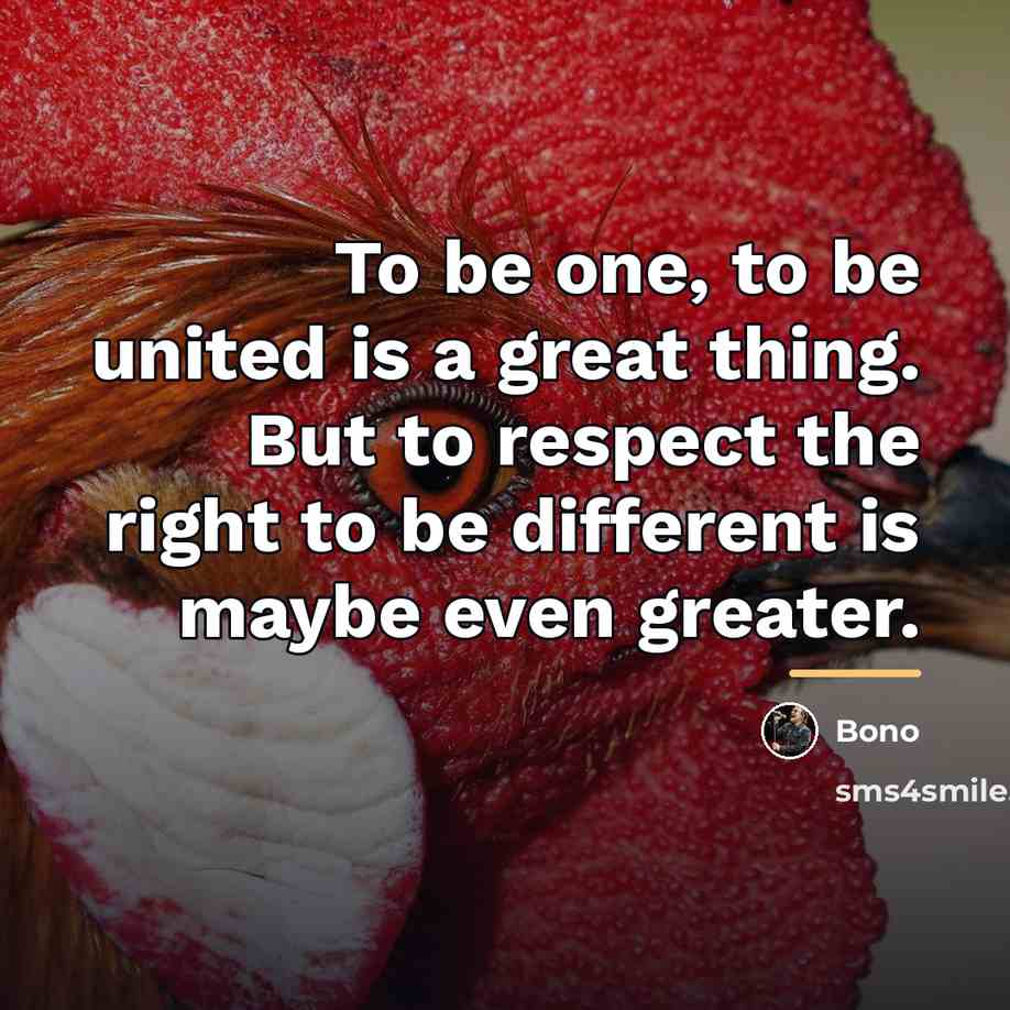 “To be one, to be united is a great thing.…” quote by Bono