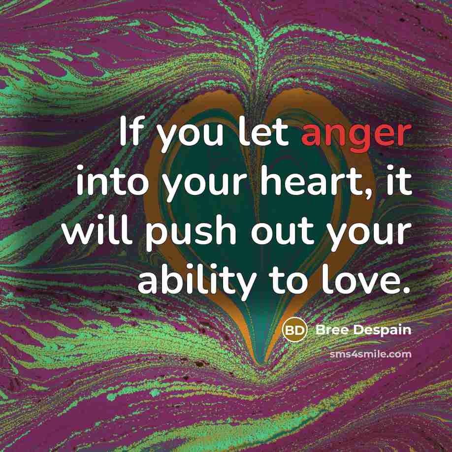 “If you let anger into your heart, it will push…” quote by Bree Despain
