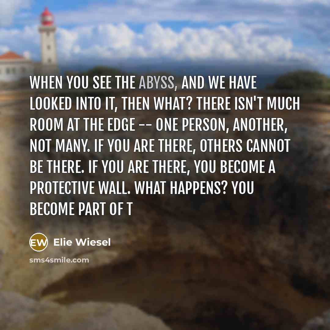 “When you see the abyss, and we have looked into…” quote by Elie Wiesel