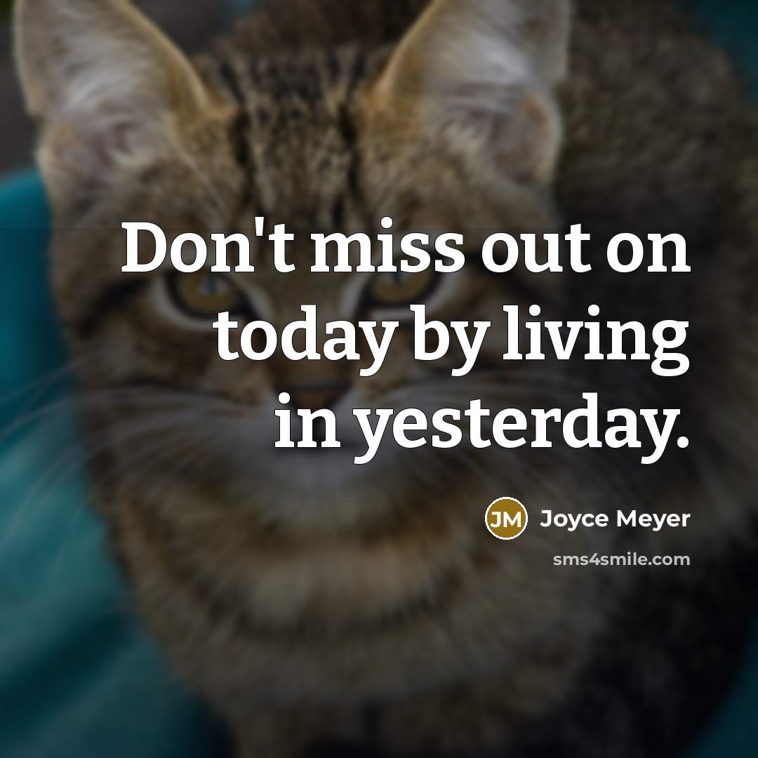 “Don't miss out on today by living in yesterday.…” quote by Joyce Meyer