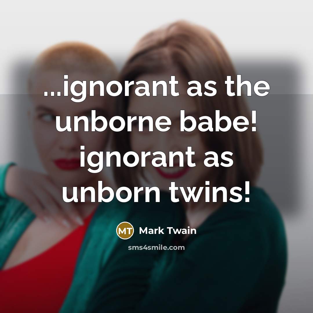“...ignorant as the unborne babe! ignorant as unborn twins!…” quote by Mark Twain