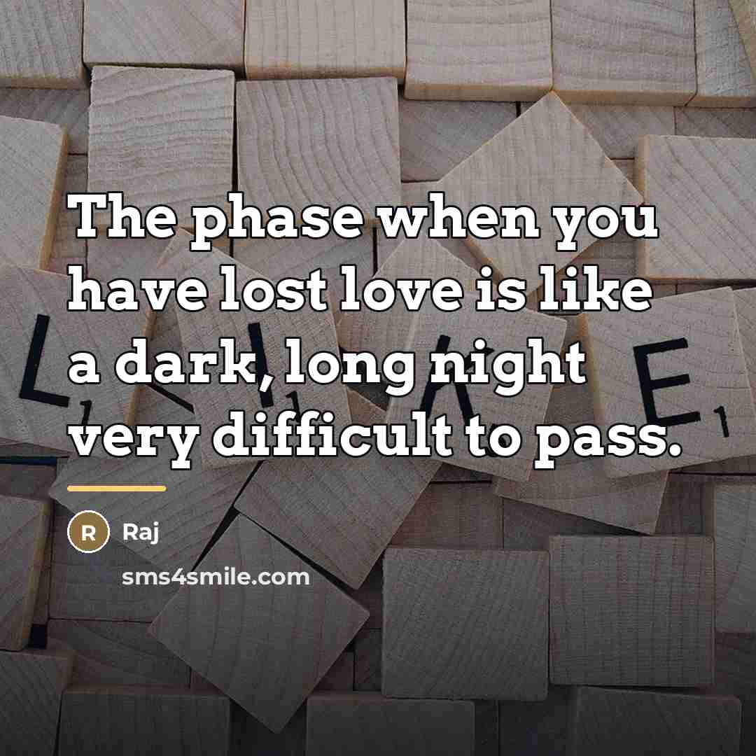 “The phase when you have lost love is like a…” quote by Raj