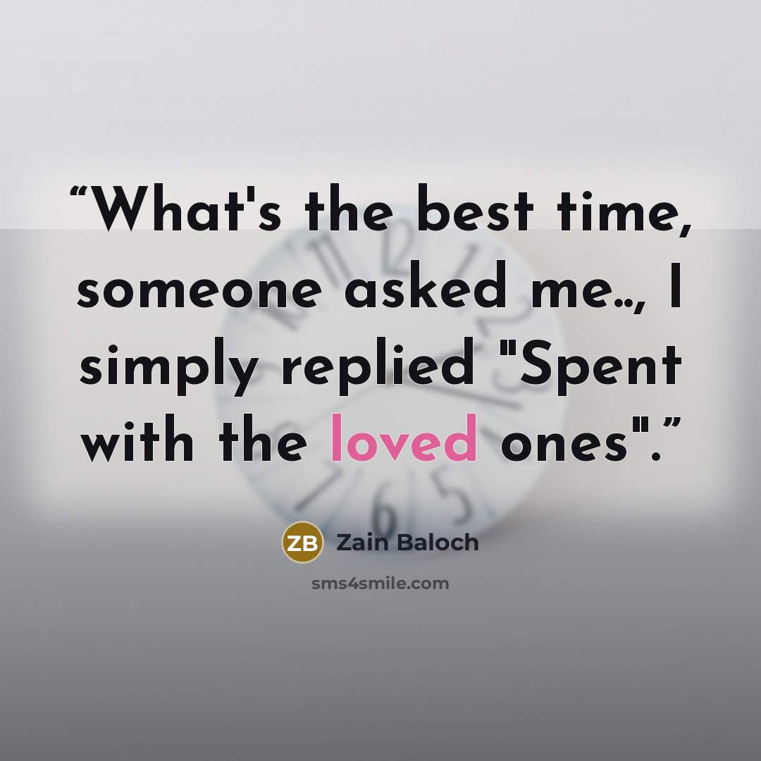 “What's the best time, someone asked me.., I simply replied "Spent with the loved ones".” quote by Zain Baloch