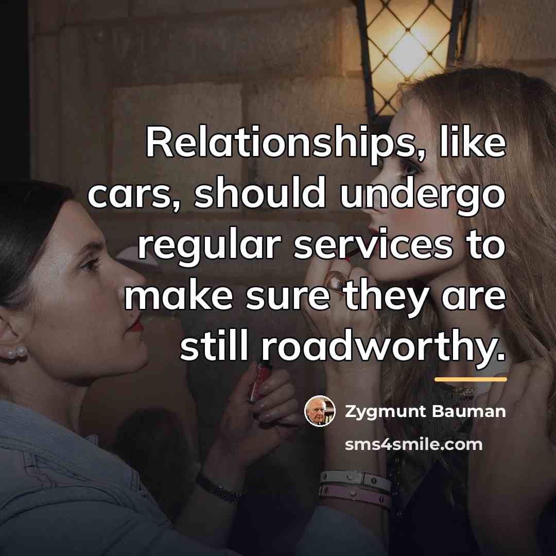 “Relationships, like cars, should undergo regular services to make sure…” quote by Zygmunt Bauman