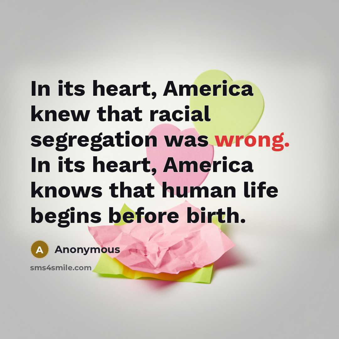 “In its heart, America knew that racial segregation was wrong.…” quote by Anonymous