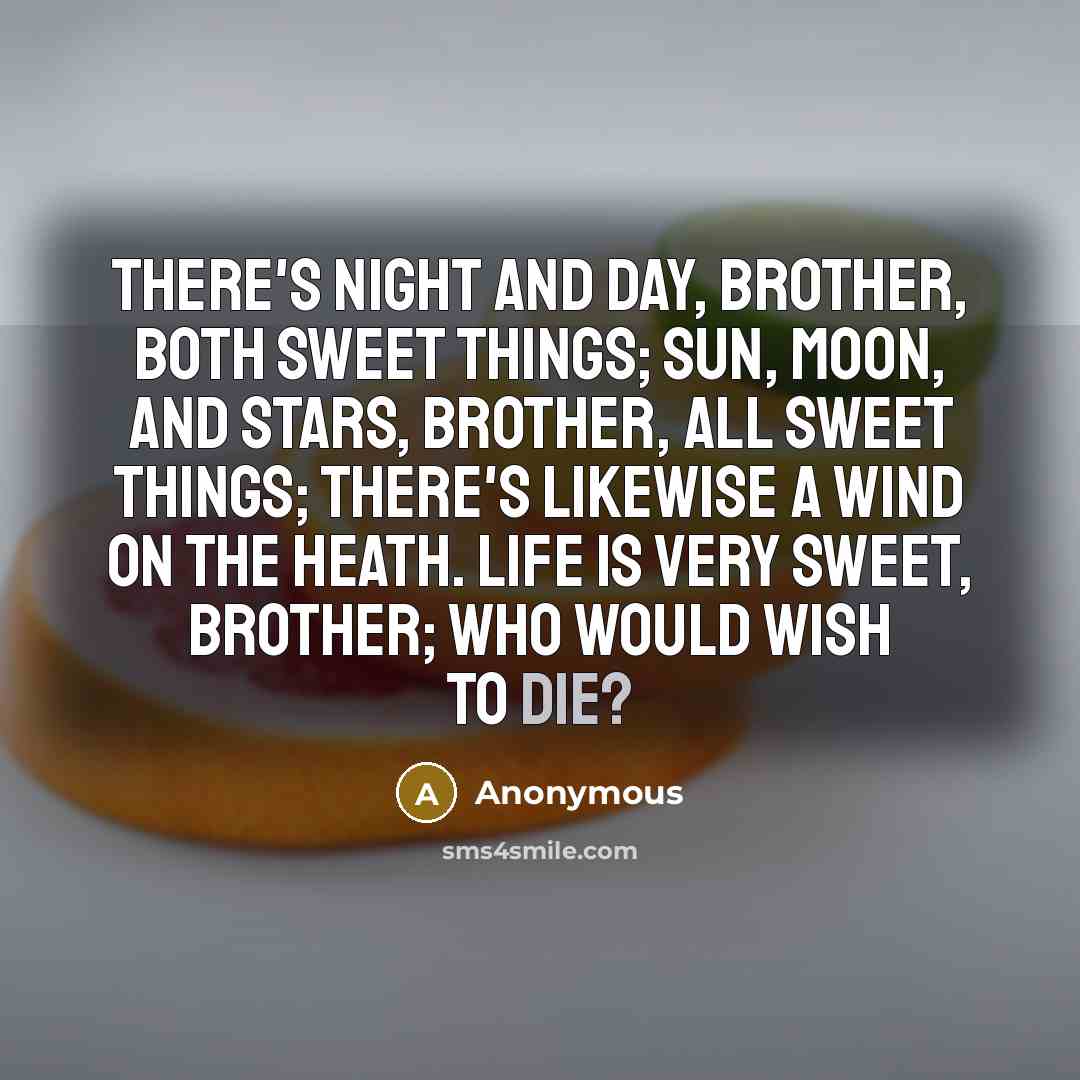 “There's night and day, brother, both sweet things; sun, moon,…” quote by Anonymous