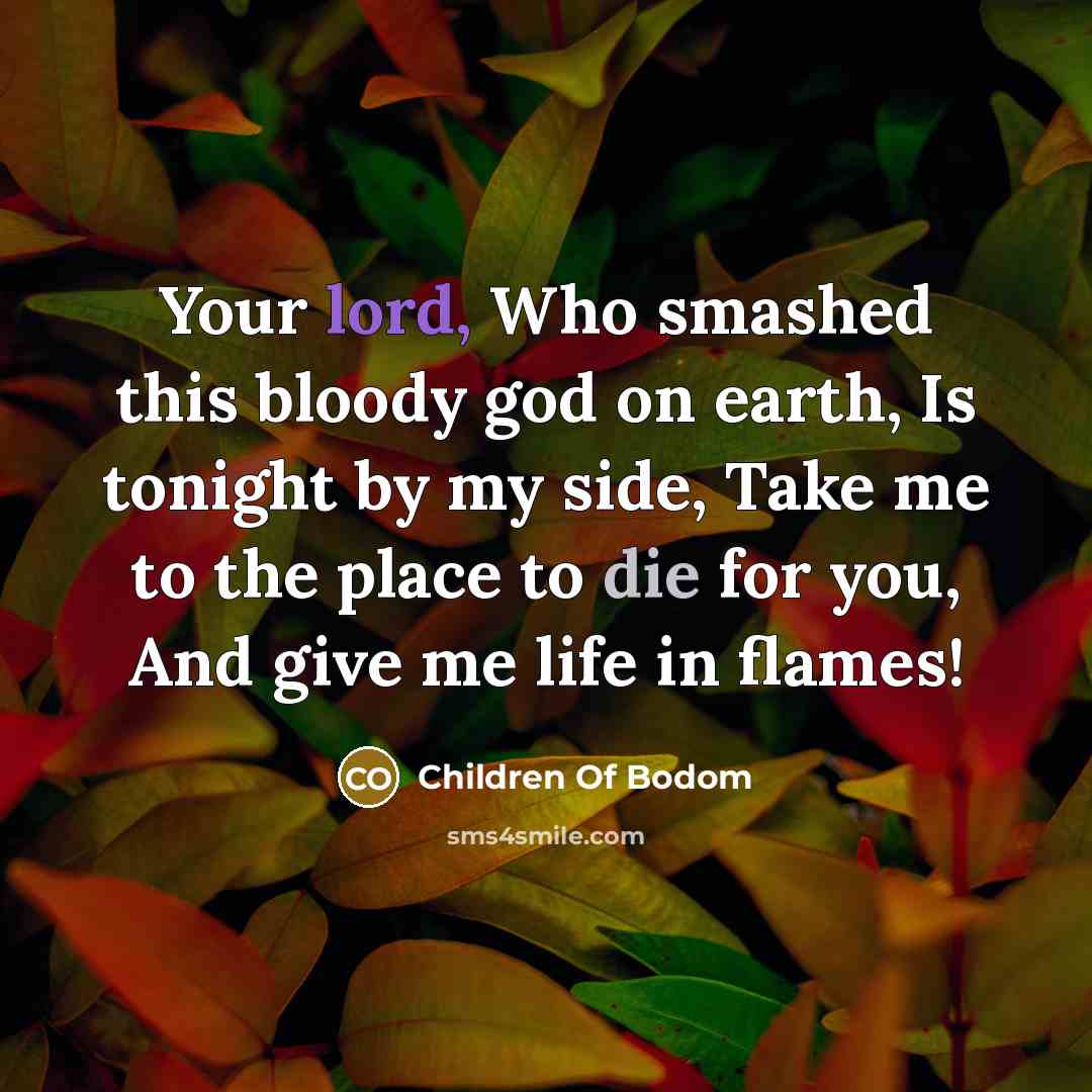 “Your lord, Who smashed this bloody god on earth, Is…” quote by Children Of Bodom