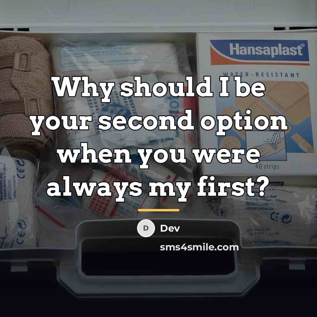 “Why should I be your second option when you were…” quote by Dev