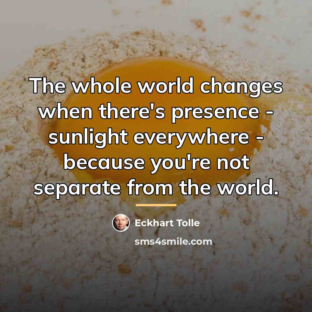 “The whole world changes when there's presence - sunlight everywhere…” quote by Eckhart Tolle