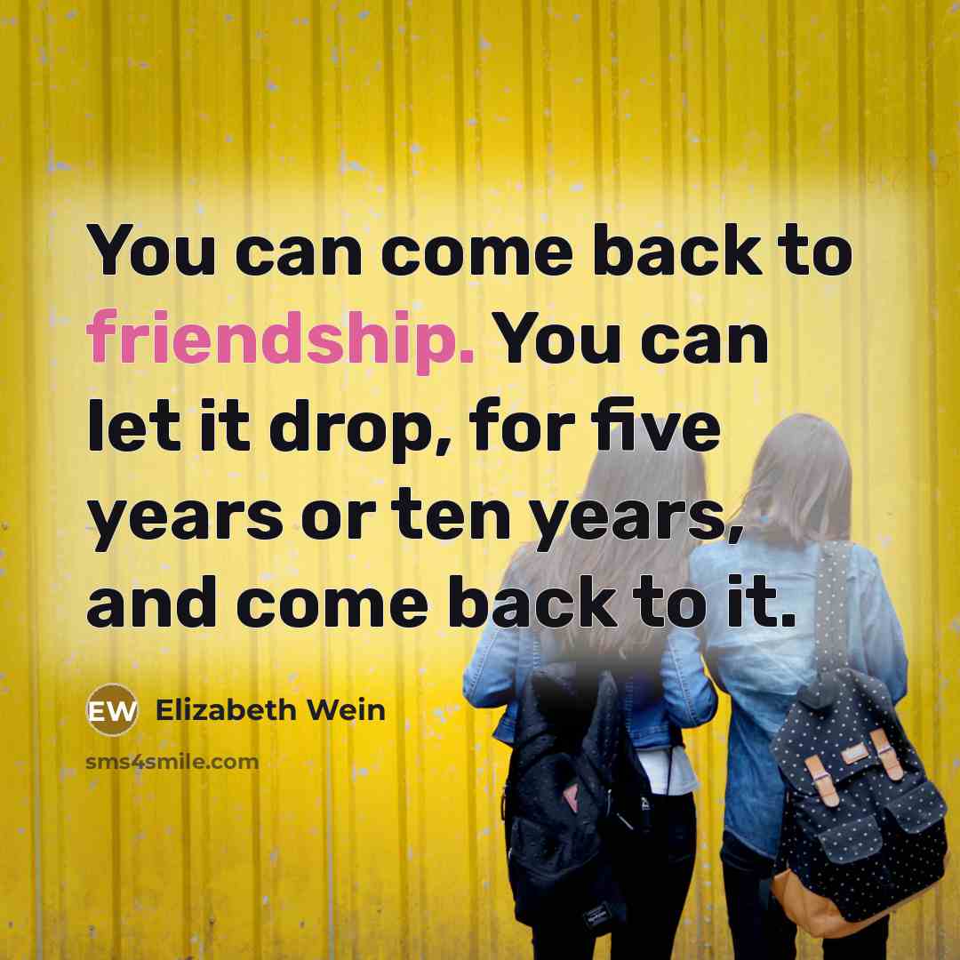 “You can come back to friendship. You can let it…” quote by Elizabeth Wein