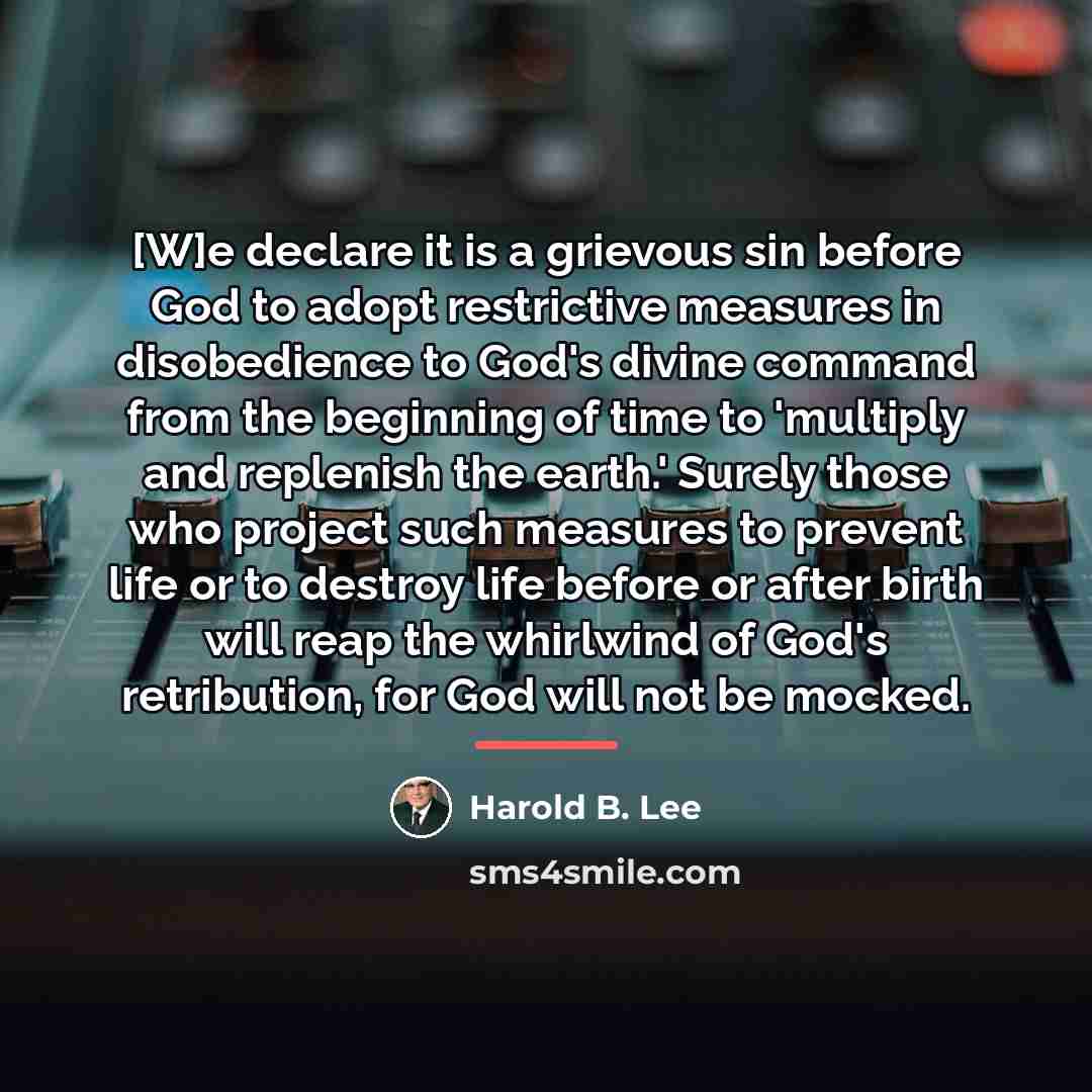 “[W]e declare it is a grievous sin before God to…” quote by Harold B. Lee