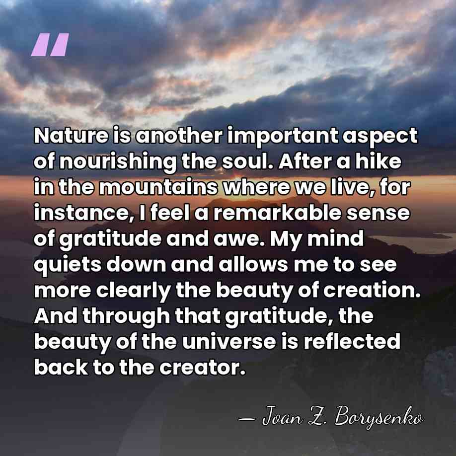 Nature is another important aspect of nourishing the soul. After a hike&hellip; - Joan Z. Borysenko