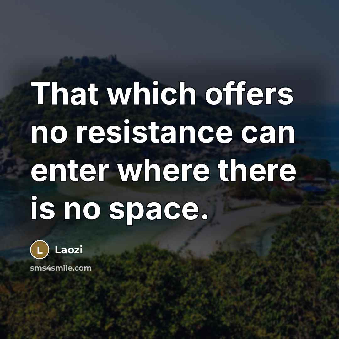“That which offers no resistance can enter where there is…” quote by Laozi
