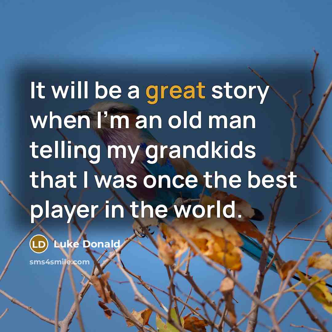 “It will be a great story when I'm an old…” quote by Luke Donald