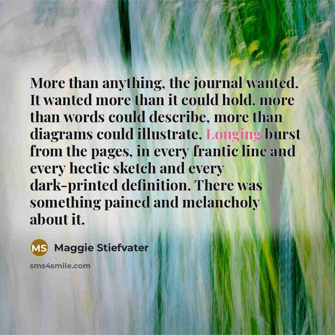 “More than anything, the journal wanted. It wanted more than…” quote by Maggie Stiefvater