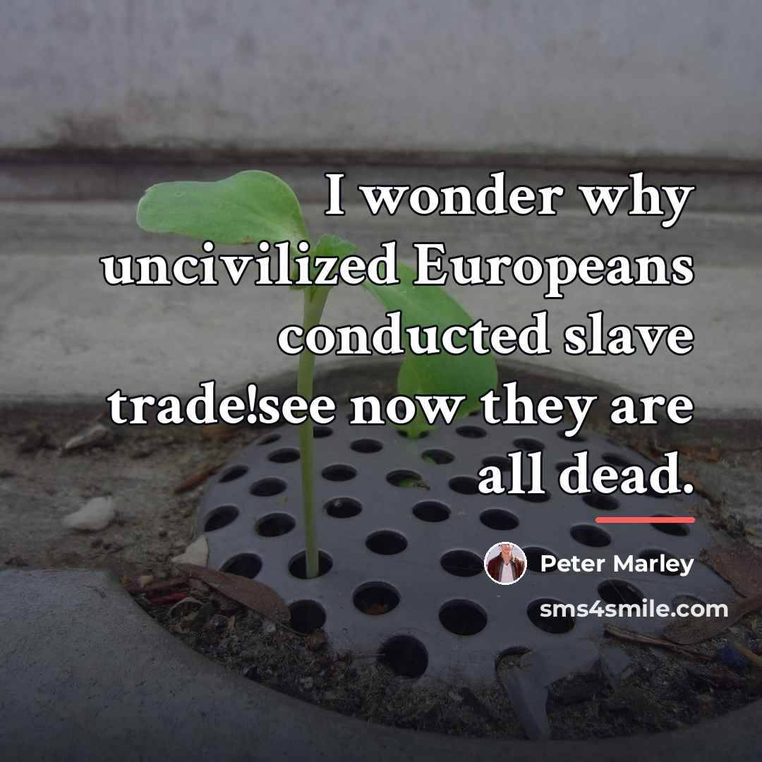 “I wonder why uncivilized Europeans conducted slave trade!see now they…” quote by Peter Marley