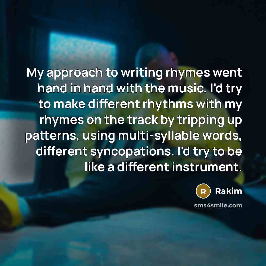 “My approach to writing rhymes went hand in hand with…” quote by Rakim