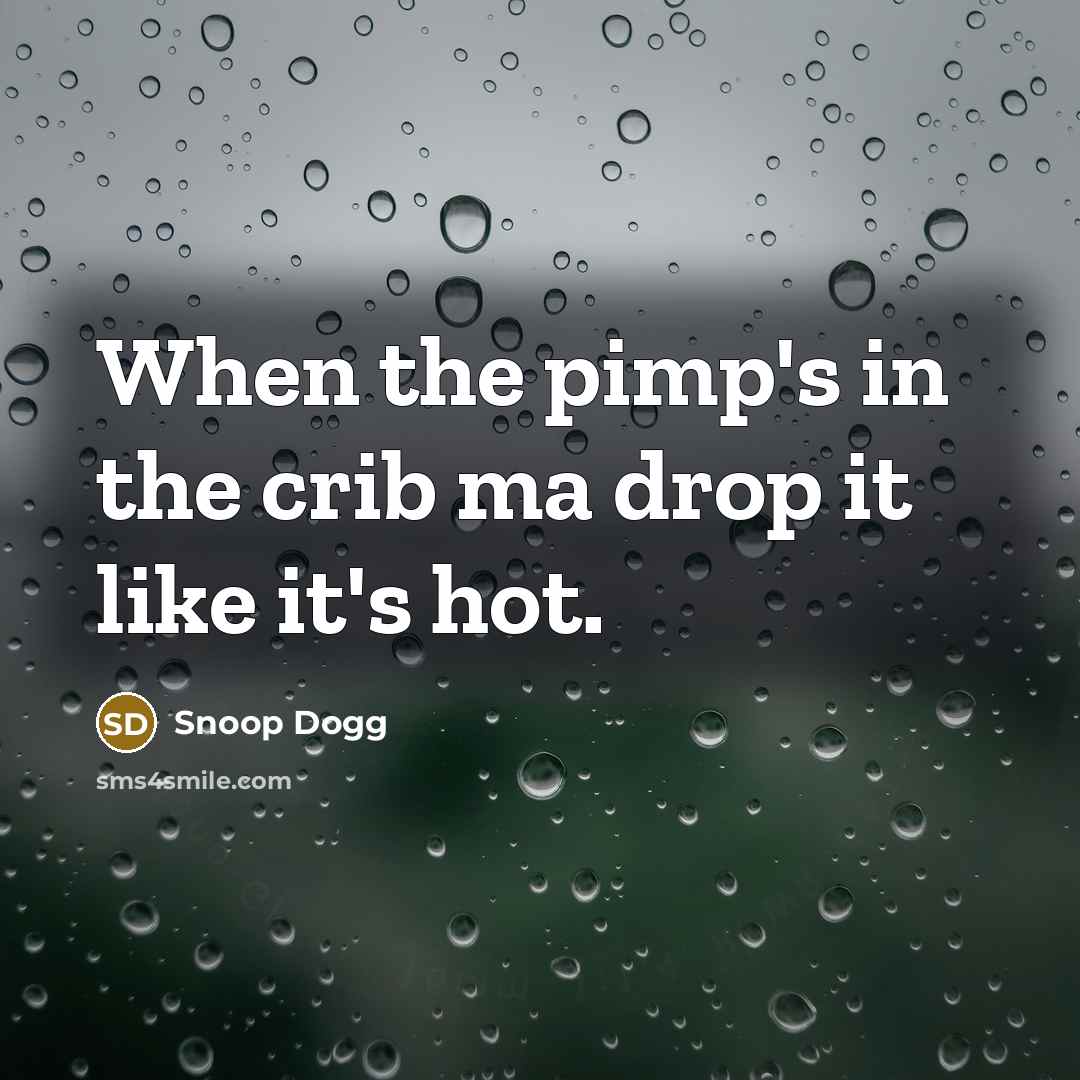 “When the pimp's in the crib ma drop it like…” quote by Snoop Dogg