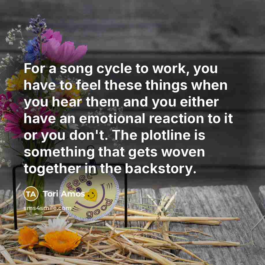 “For a song cycle to work, you have to feel…” quote by Tori Amos