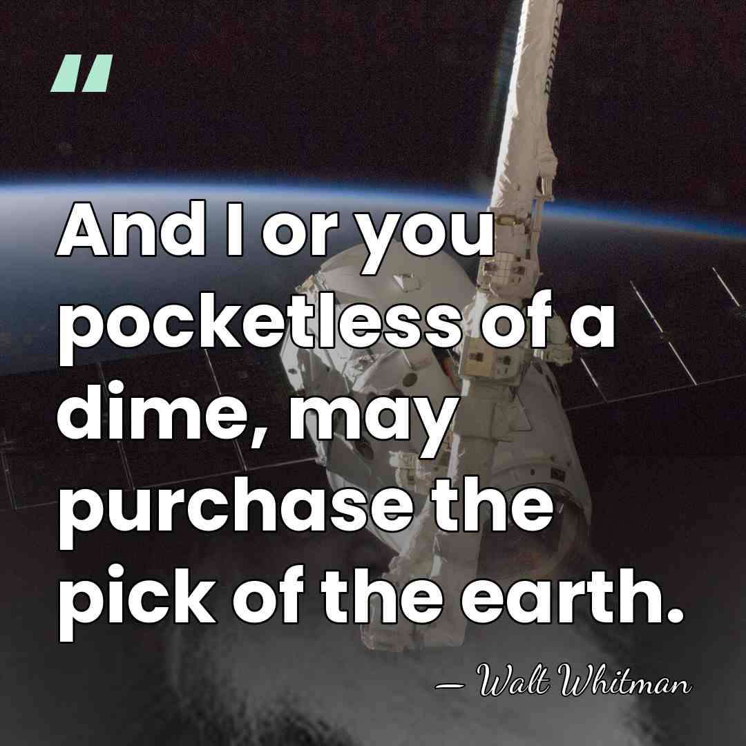 And I or you pocketless of a dime, may purchase the pick&hellip; - Walt Whitman