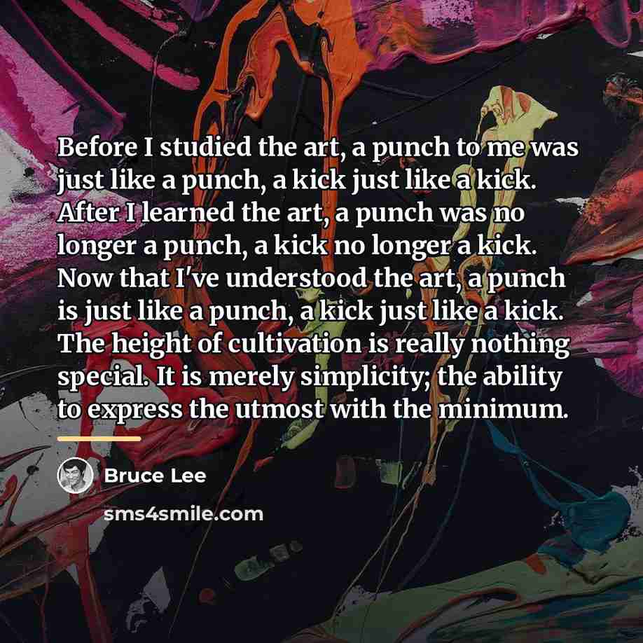 “Before I studied the art, a punch to me was…” quote by Bruce Lee