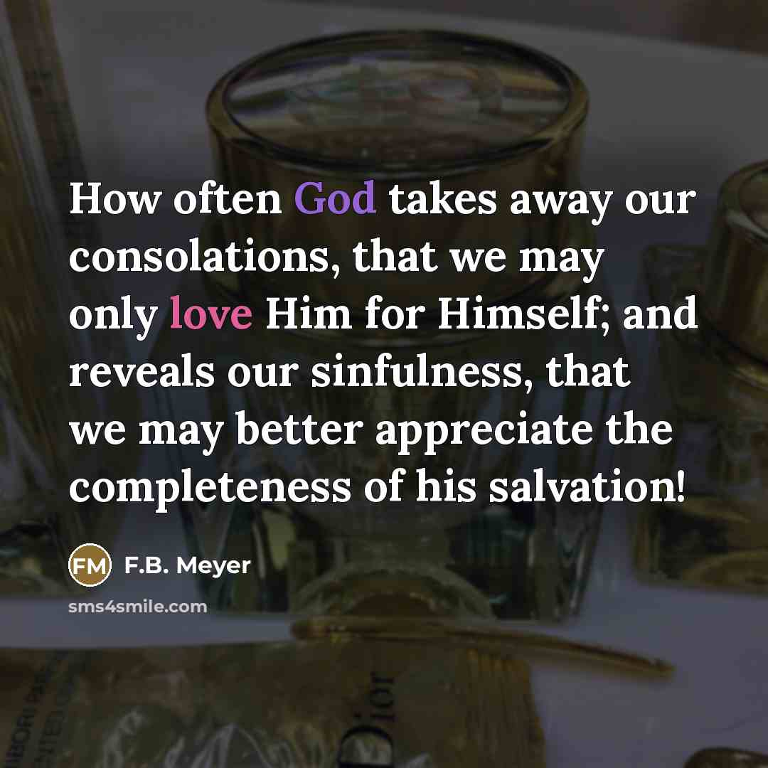 “How often God takes away our consolations, that we may…” quote by F.B. Meyer