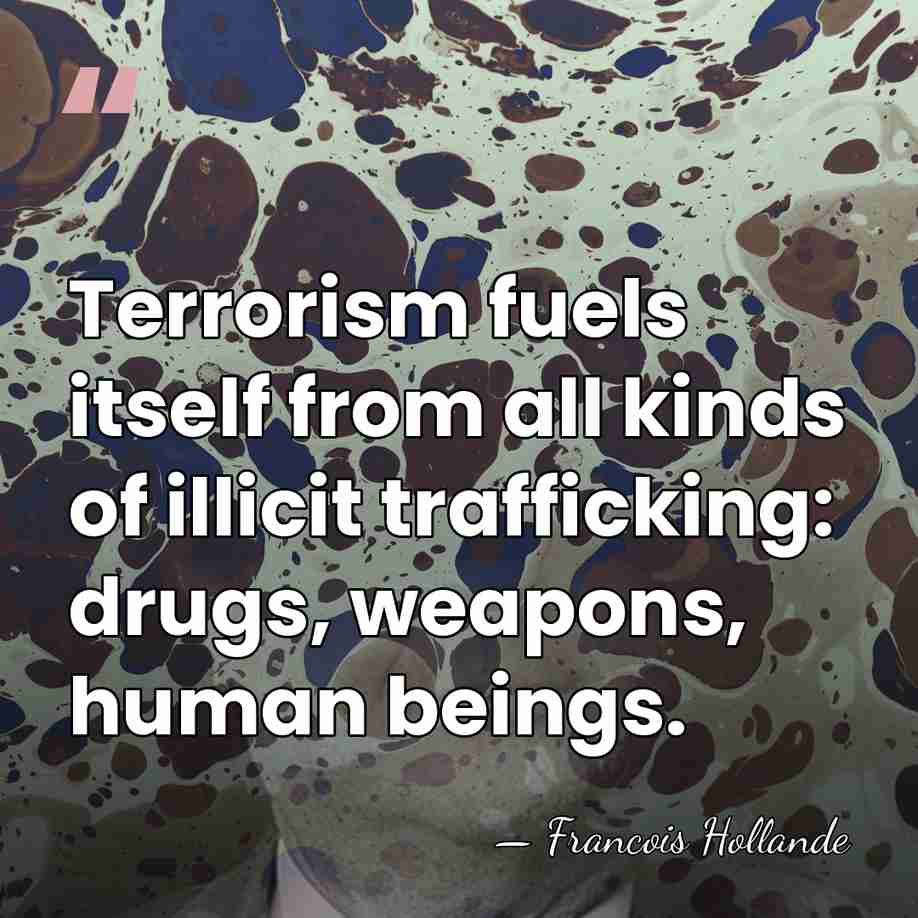 Terrorism fuels itself from all kinds of illicit trafficking: drugs, weapons, human&hellip; - Francois Hollande