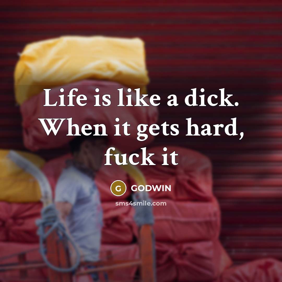 “Life is like a dick. When it gets hard, fuck it” quote by Godwin