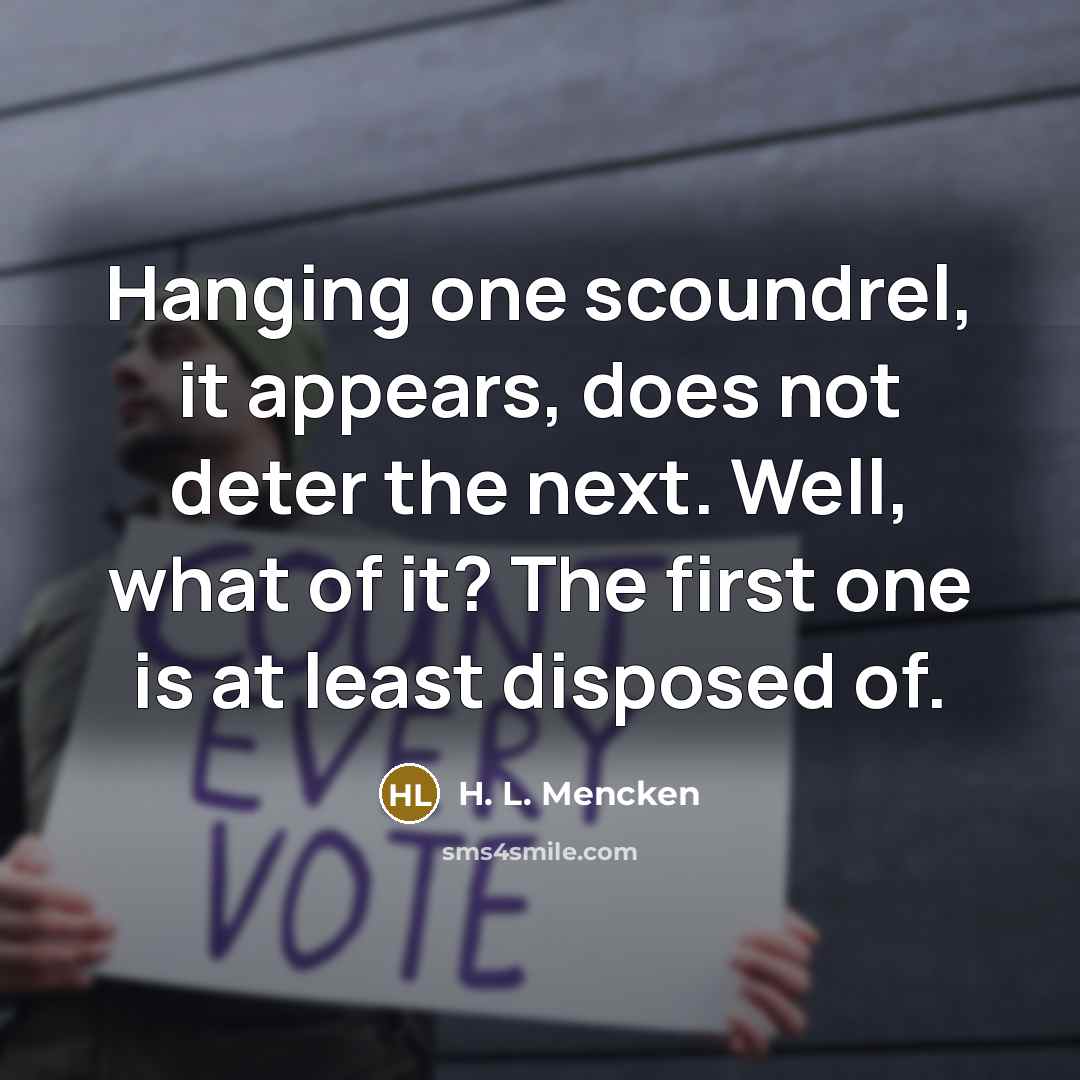 “Hanging one scoundrel, it appears, does not deter the next.…” quote by H. L. Mencken