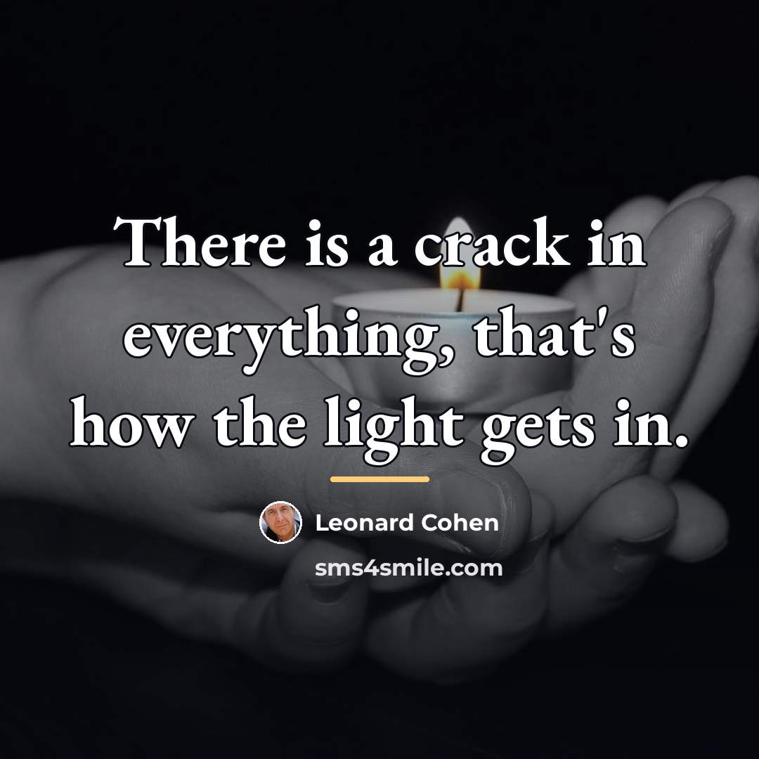 “There is a crack in everything, that's how the light…” quote by Leonard Cohen