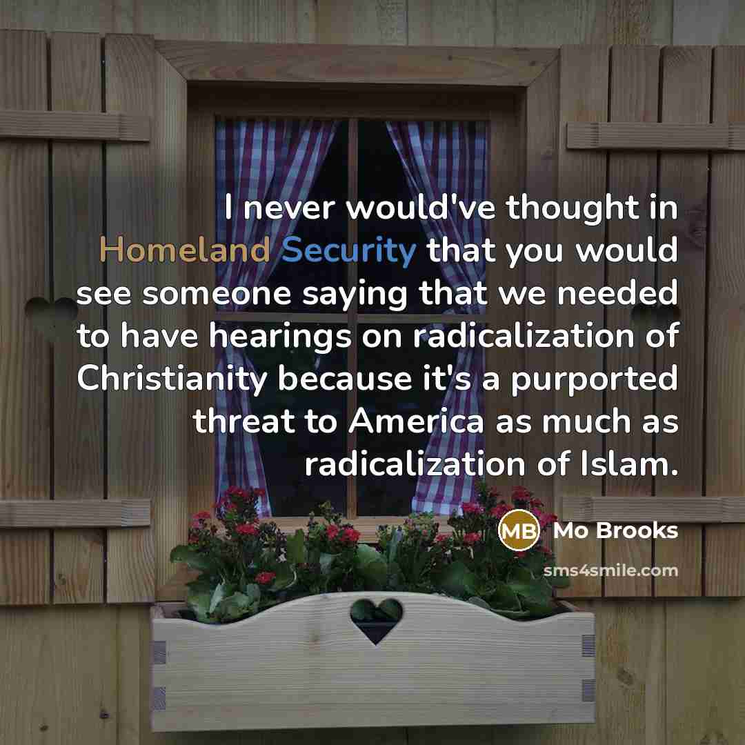 “I never would've thought in Homeland Security that you would…” quote by Mo Brooks
