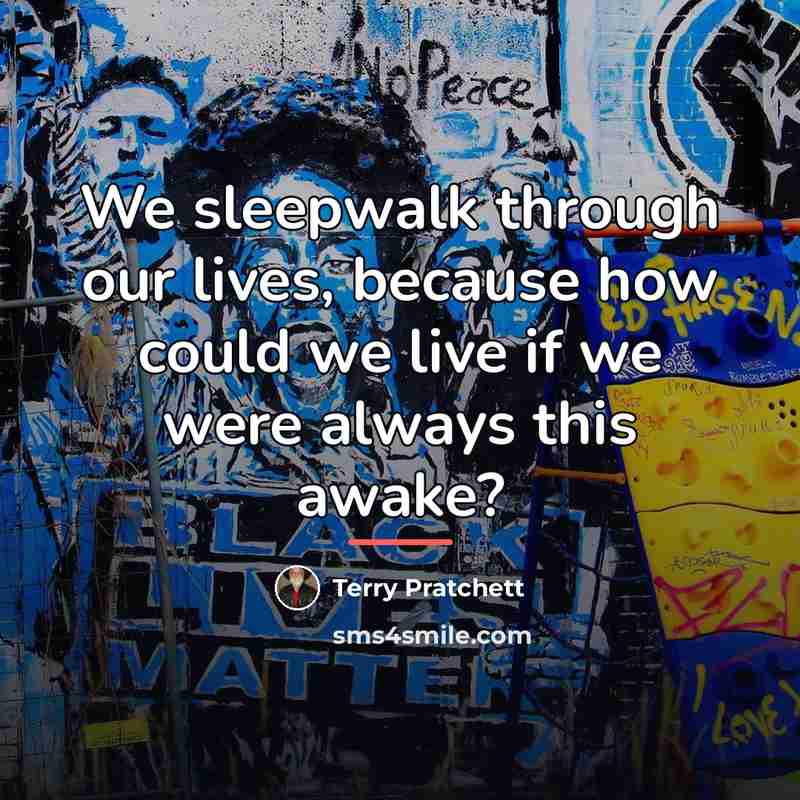 “We sleepwalk through our lives, because how could we live…” quote by Terry Pratchett