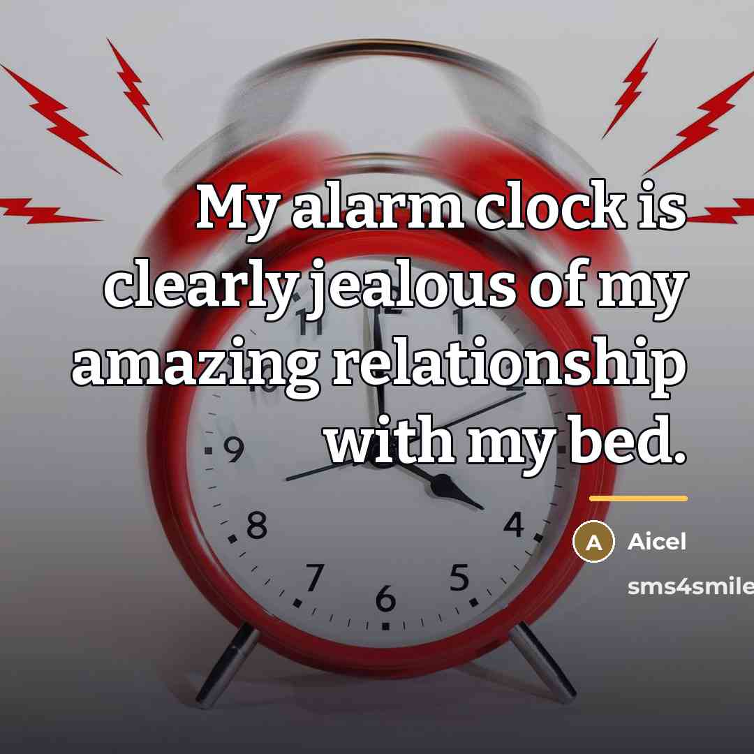 “My alarm clock is clearly jealous of my amazing relationship…” quote by Aicel