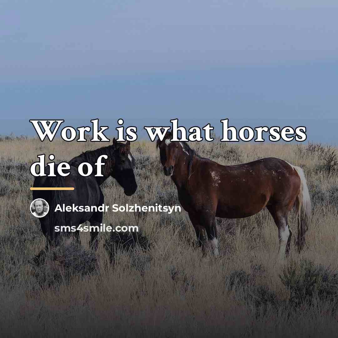 “Work is what horses die of…” quote by Aleksandr Solzhenitsyn