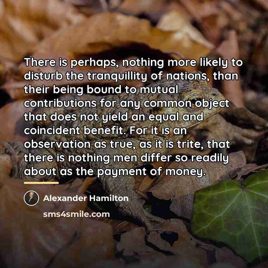 “There is perhaps, nothing more likely to disturb the tranquillity…” quote by Alexander Hamilton