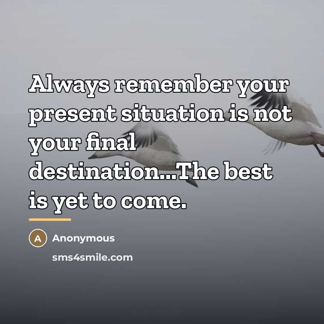 “Always remember your present situation is not your final destination...The…” quote by Anonymous