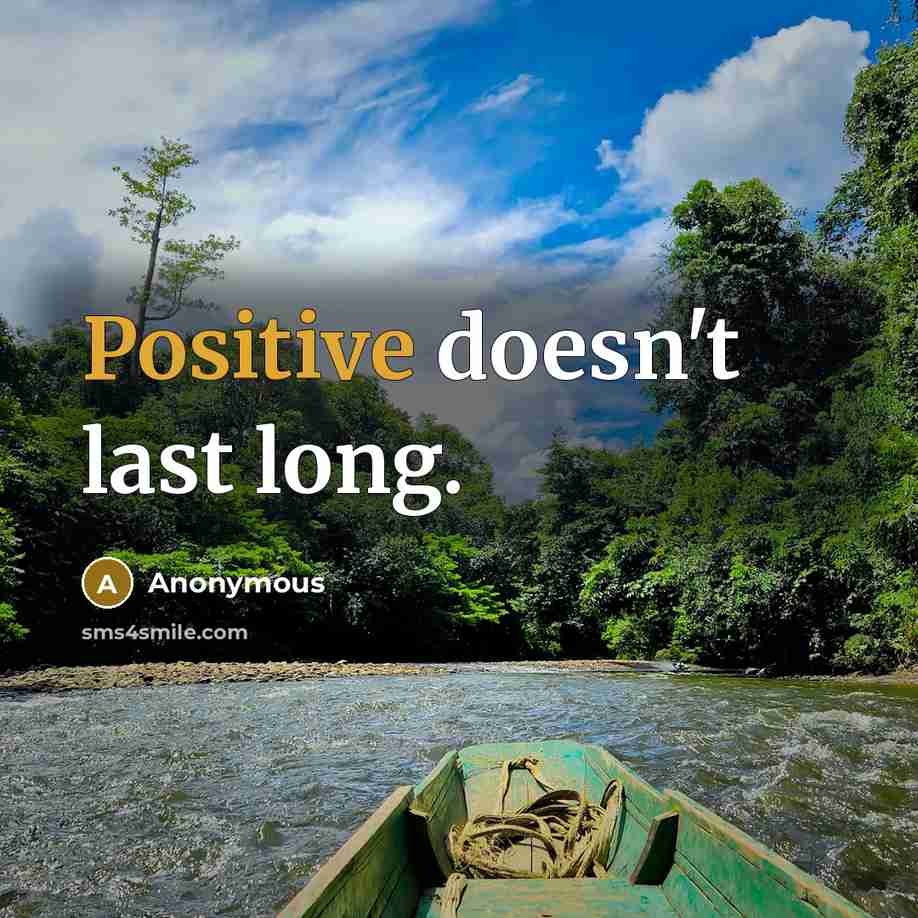 “Positive doesn't last long.” quote by Anonymous